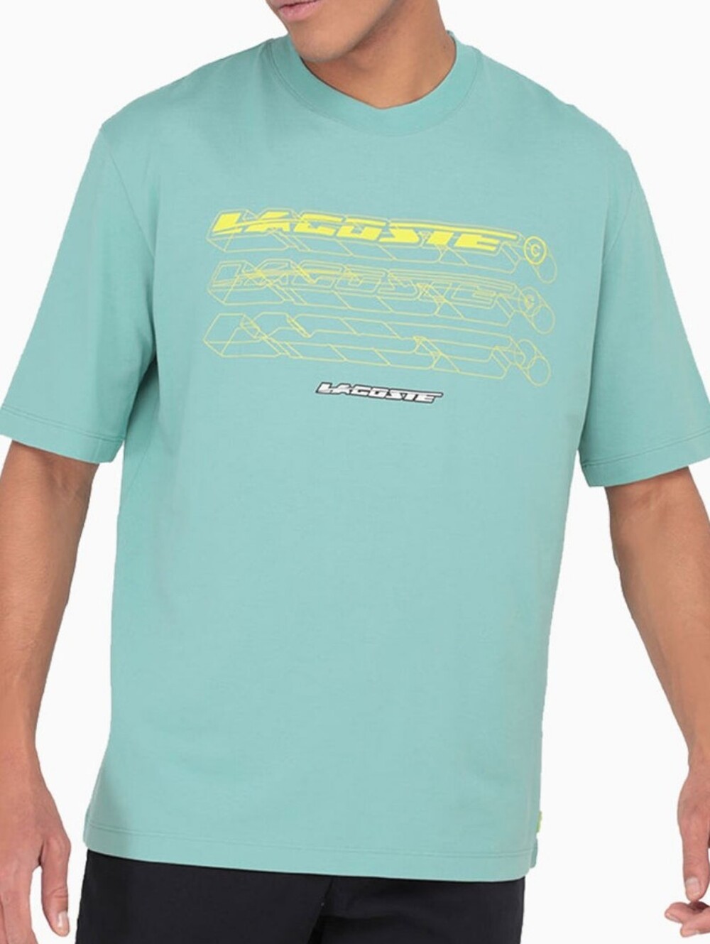 Lacoste Mint Green Short Sleeve Tee with Yellow Graphic